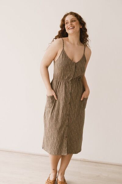 TIRALAHILACHA Hiara Midi Dress in brown bark