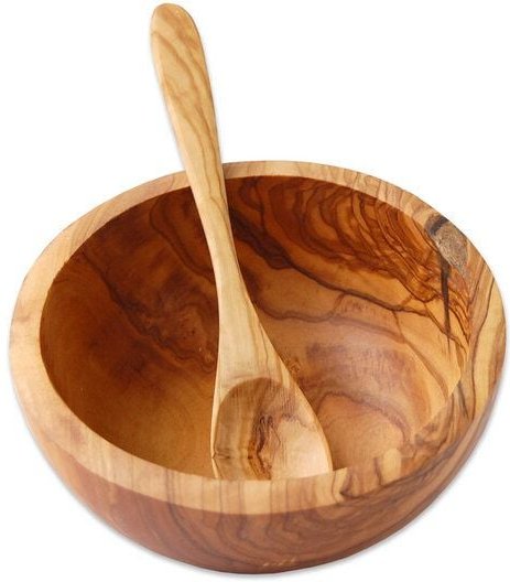 Olivenholz erleben Müslischale Ø 16 cm aus Olivenholz inkl. Löffel