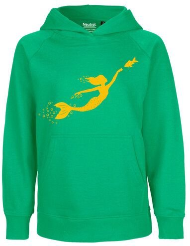 HANDGEDRUCKT "Meerjungfrau" Kinder-Hoody