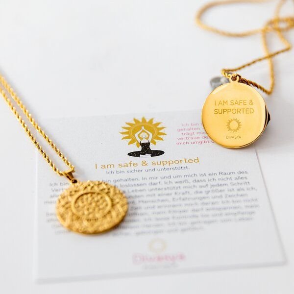 Divasya Halskette mit Mandala Anhänger | vergoldet | I am safe & supported