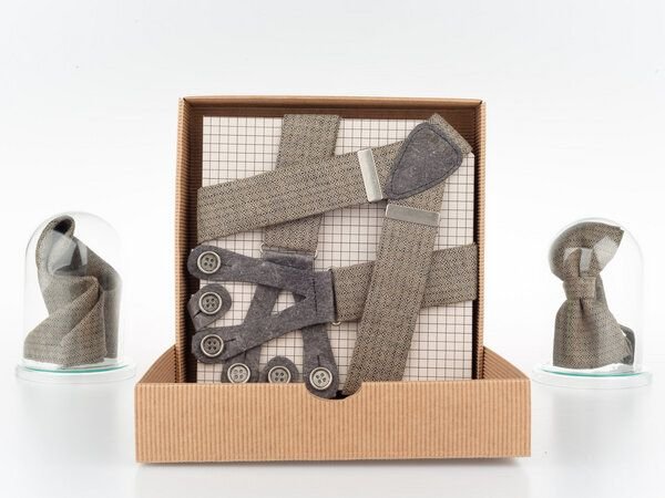 klYmp Hosenträger + Fliege + Einstecktuch Leinen Vegan