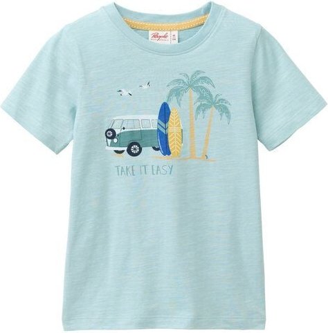 People Wear Organic Kurzarm Shirt, grün, "Strandleben", Bio-Baumwolle