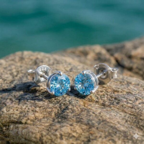 Spirit of Island Blauer Zirkon Ohrstecker | 925 Silber