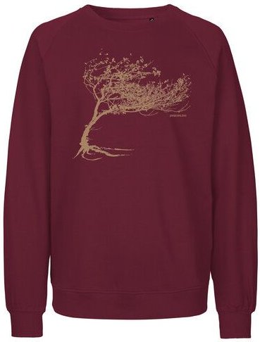 Peaces.bio - handbedruckte Biomode Bio Damen-Sweatshirt Loose Fit Windy Tree