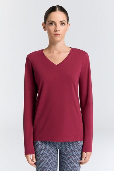 Leela Cotton Damen V-Neck Langarmshirt