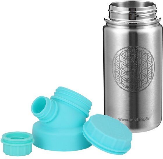 JN JuNiki's "Blume des Lebens" Edelstahl Trinkflasche 420ml mit Double Neck Deckel
