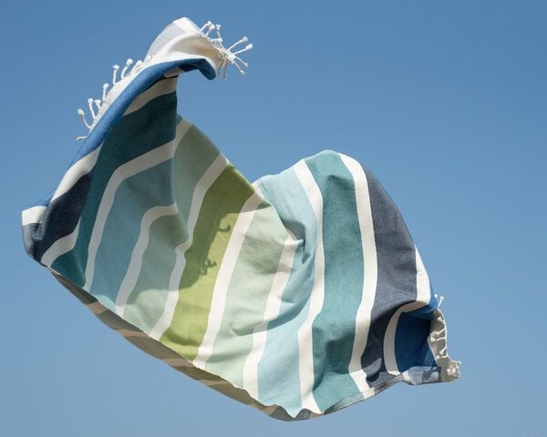 Yolunda Hamamtuch, Strandtuch Dalya Bio-Baumwolle bunt gestreift