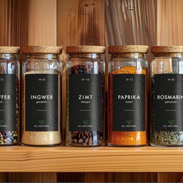 Fines Papeterie 280 Gewürzetiketten * schwarz oder weiß * wasserfest * ölfest * fettfest * teilweise beschreibbar