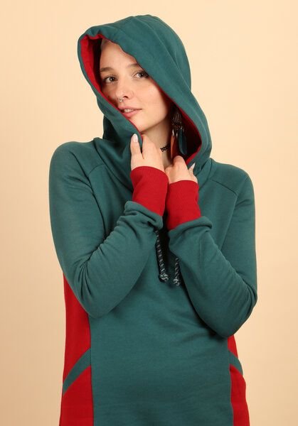 Die rote Zora Hoodiekleid mit Taschen