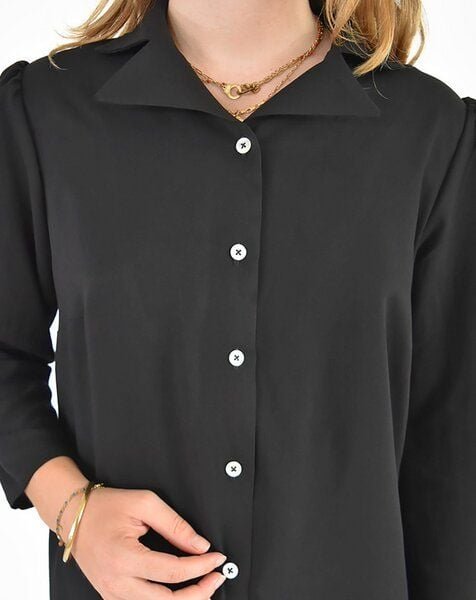 Bluse Zyrase mit 3/4-Ärmeln aus umweltfreundlichem schwarzem Ecovero Aatise