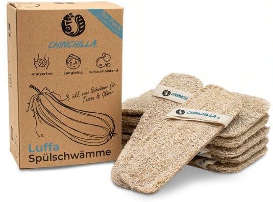 Chinchilla Luffa Spülschwämme im 7er-Pack, 100% plastikfrei & kompostierbar