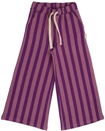 Kinder Schlaghose GOTS-zertifiziert aus Bio-Baumwolle, lila gestreift, weites Bein, elastischer Bund – Walkiddy, weich &...