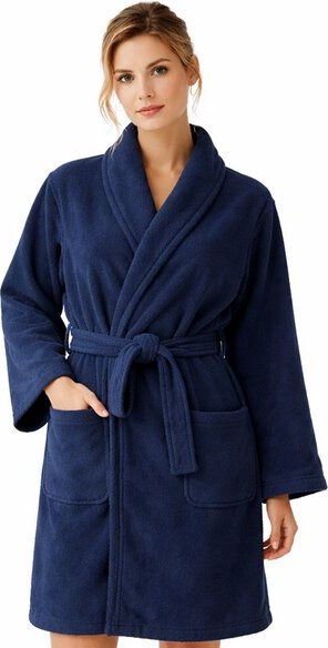 Bruno Barella Damenbademantel aus Ägäis-Biobaumwolle in Anthrazit, Sand, Navy – sanft, flauschig & elegant