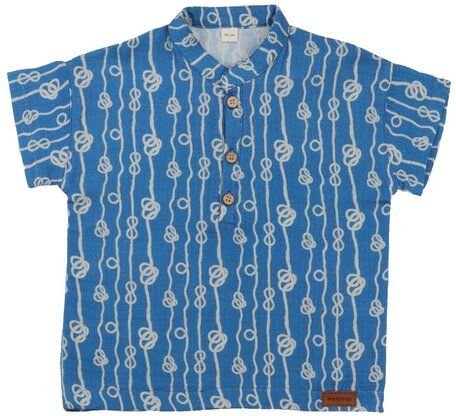 Baby Hemd Kurzarm GOTS zertifiziert Bio-Baumwolle 95/5 Elasthan Dunkelblau „Sailor’s Knot“ mit Kragen – Walkiddy