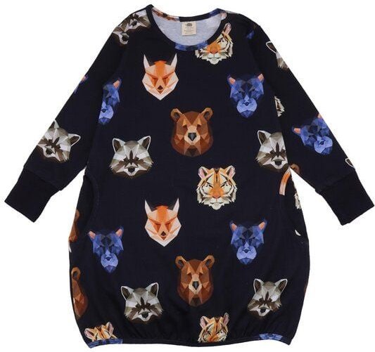 Baby Kleid Dunkelblau „Reflection Animals“ aus GOTS-zertifizierter Bio-Baumwolle – Walkiddy