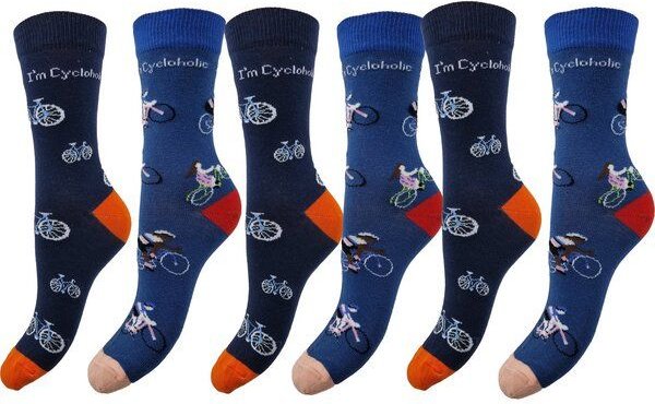 Bruno Barella Bio-Baumwollsocken mit Fahrradmotiv im 6er Pack