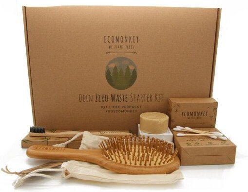 ECOMONKEY ZERO WASTE STARTER KIT MIT BAMBUS HAARBÜRSTE | DAS PERFEKTE GESCHENK-SET FÜR EIN NACHHALTIGES & PLASTIKFREIES ...