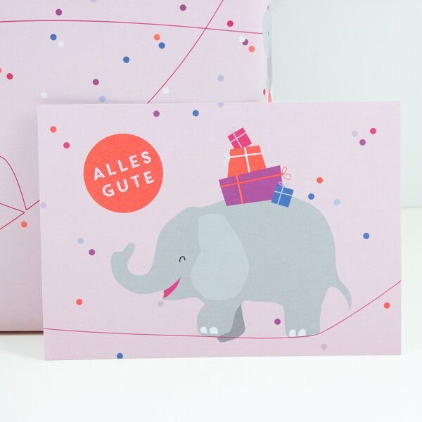 Bow & Hummingbird Postkarte Alles Gute (Elefant)