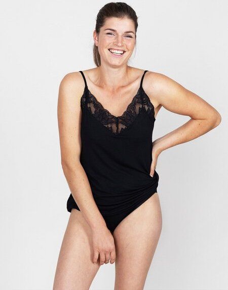 erlich textil Leonie Top mit Spitze aus weichem Modal, made in Europe