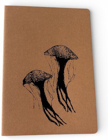 ilovemixtapes Notizbuch A5 | Quallen | Handbedruckt im Siebdruck | Kraftpapier | Gepunktet | 32 Seiten | FSC-zertifizier...