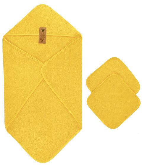 Thumbnail - Arus Baby-Kapuzenhandtuch mit 2 Baby-Waschlappen 100% Bio-Baumwolle