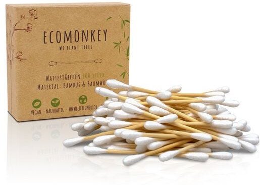 ECOMONKEY® Bambus Wattestäbchen | Nachhaltig & Plastikfrei