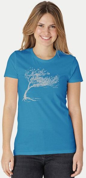 Peaces.bio - handbedruckte Biomode Bio-Damen-T-Shirt "Windy Tree"