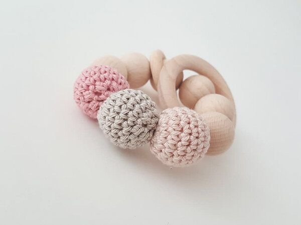 NoniKids Berlin Greifling Beißring Holz *Ringe* | Bio Baumwolle