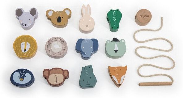Trixie – WOODEN ANIMAL LACING BEADS - Fädelspiel aus Holz mit Tierfiguren