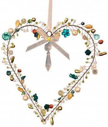 Mitienda Shop Handgemachtes Perlenherz mit Kristall, Fensterdeko