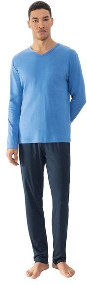Mey Herren Schlafanzug Pyjama lang "Micro Blue" Made-in-Green