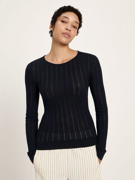 LANIUS Pointelle-Pullover aus Bio-Baumwolle