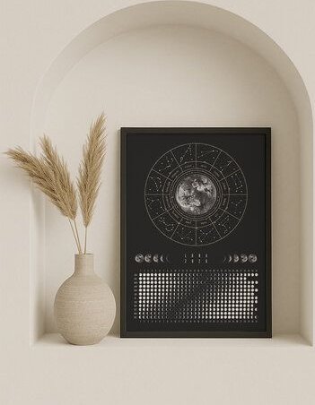 Mondkalender 2026 - Poster A3, A4 - schwarz, beige // ShellyCreates