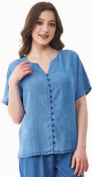 ORGANICATION Bluse aus TENCEL Lyocell in Denim-Optik