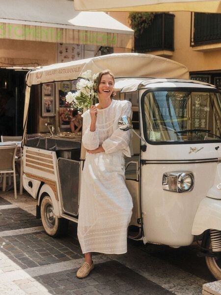 LANIUS Stickereibluse (OCS) mit Volant aus Bio-Baumwolle