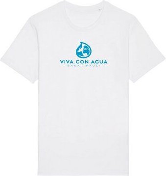 Biobaumwoll Unisex T-Shirt mit Viva con Agua Logo in Weiss und Dunkelblau