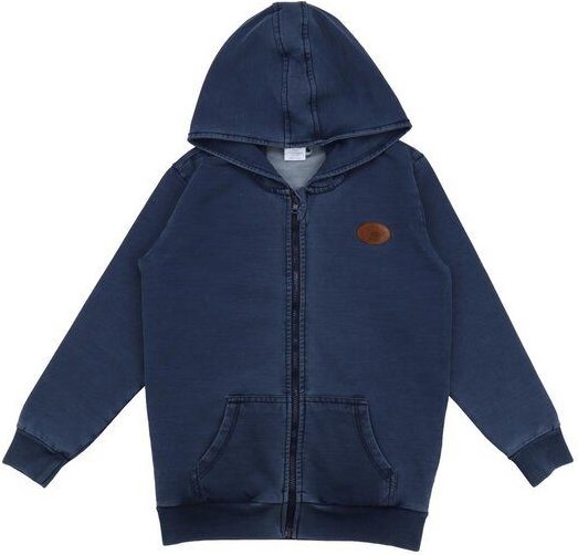 Kinder Kapuzenjacke GOTS zertifiziert, dunkelblau, Denim-Look, Reißverschluss, Bio-Baumwolle, weich – Walkiddy