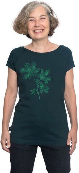 Hirschkind Fair-Trade-Frauenshirt "Kastanie" dunkelgrün - Made in Kenia