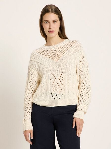 LANIUS Lochstrick Pullover aus Bio-Baumwolle