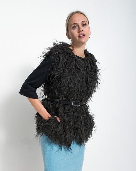 Alma & Lovis Fellweste aus reiner isländischer Langhaar Wolle | Fell Weste