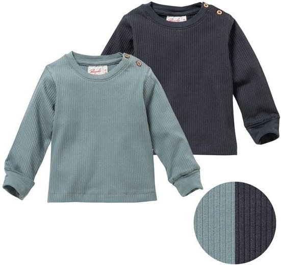 People Wear Organic Langarm-Shirt, uni basic, 2er-Pack, aus Baumwolle (Bio)