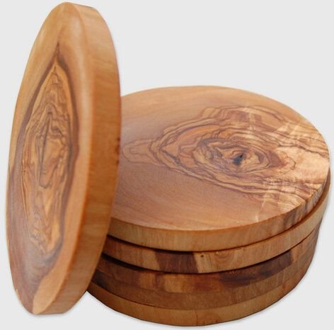 Olivenholz erleben Untersetzer RUND (ø 11,5 cm) 6er Set aus Olivenholz