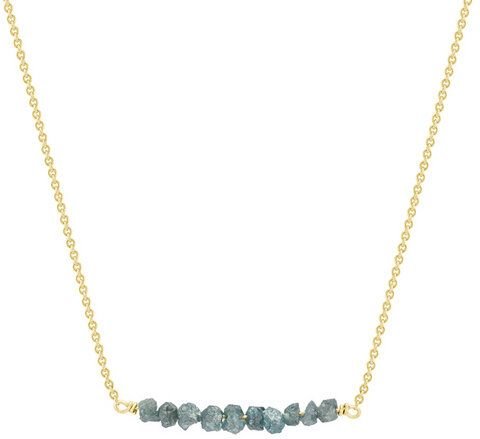 Eppi Goldener Choker mit blauen ungeschliffenen Diamanten Inaku