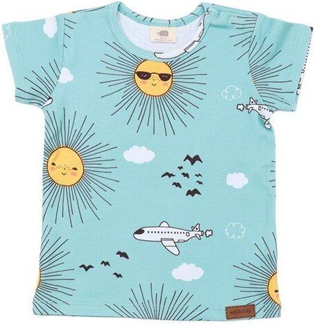 Kinder T-Shirt GOTS zertifiziert, mintgrün, Allover, Bio-Baumwolle, weich – Walkiddy