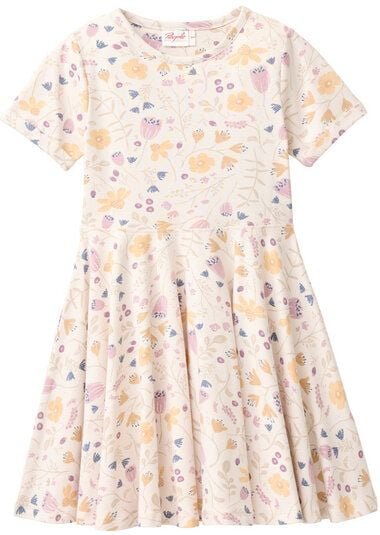 People Wear Organic "Kurzarm Kleid, rosa bedruckt, ""floral"", Bio-Baumwolle "