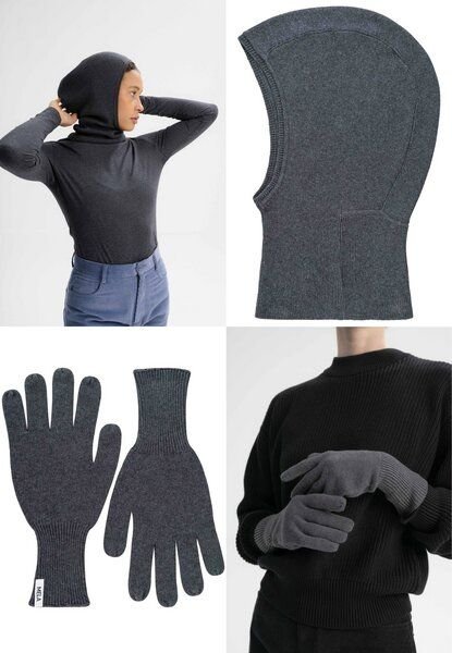 MELA Bundle Feinstrick Balaklava CHARVI + Strick Handschuhe RISHI