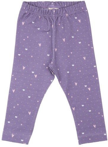 Kinder Leggings GOTS zertifiziert – Lila mit Herzmuster, elastischer Bund, weich & bequem | von Walkiddy