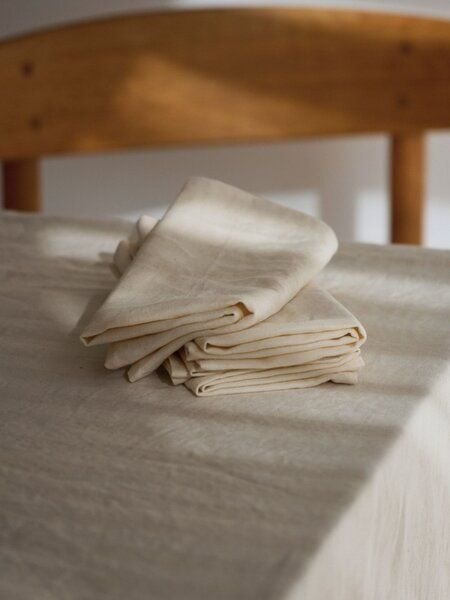 Onomao x erlich textil Stoffservietten im 4er Pack aus Bio-Baumwolle, Leinen Mix, made in Europe