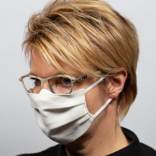nahtur-design Mund-Nasen-Maske für Brillenträger aus Bioleinen