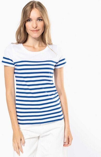 YTWOO Nachhaltiges Damen-T-Shirt mit Rundhalsausschnitt im Marine-Stil